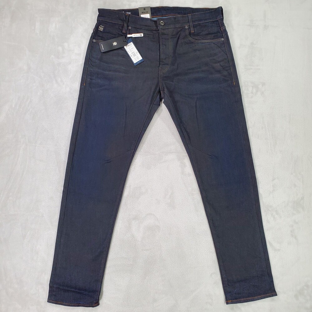 G Star Raw Jeans D-STAQ 5-Pkt Slim Mens 36x32 Dark Aged Button Fly Stretch Denim